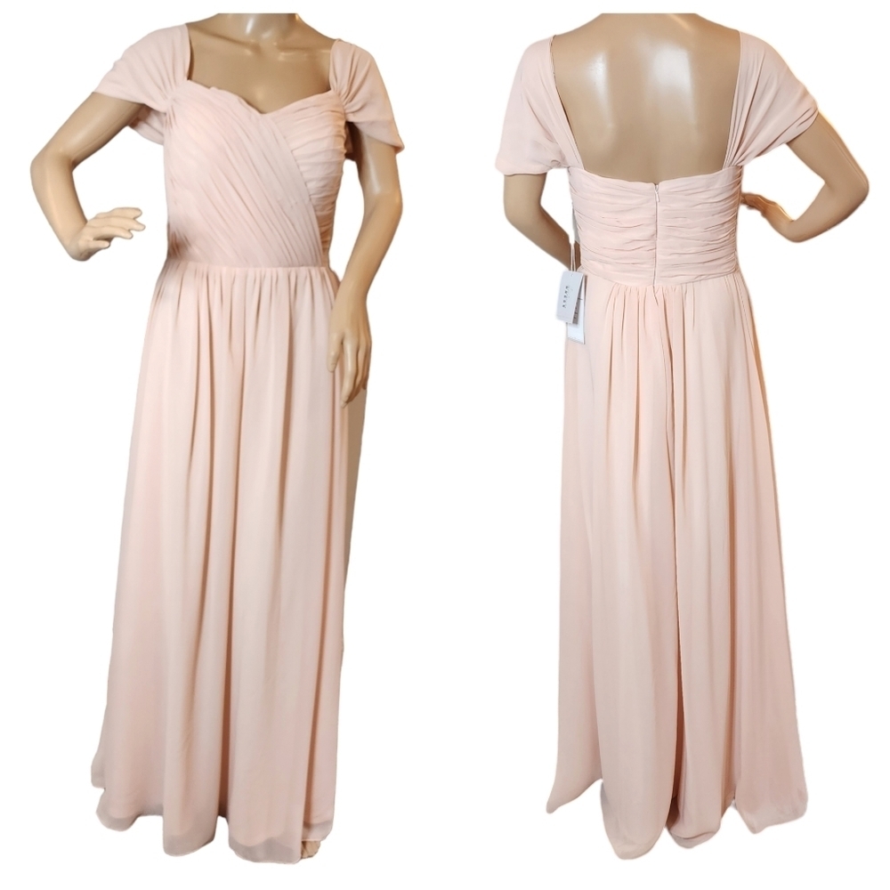 NWT Baby Online peachy pink Chiffon maxi dress. Bridesmaid.  XS/S